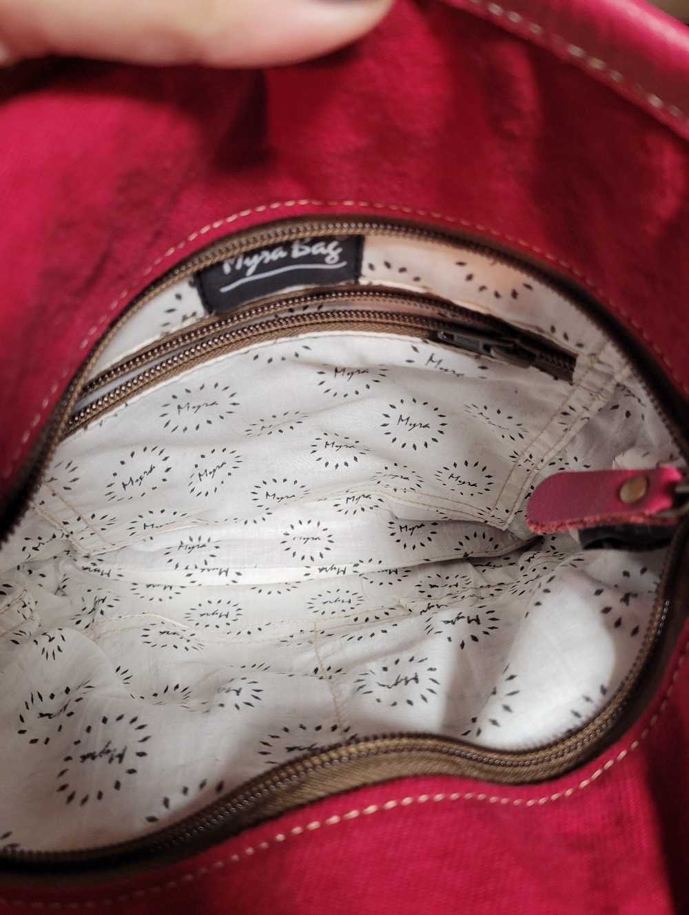 Floral Canvas Crossbody Bag with Pink Trim Myra Bag - Picture 4 of 4